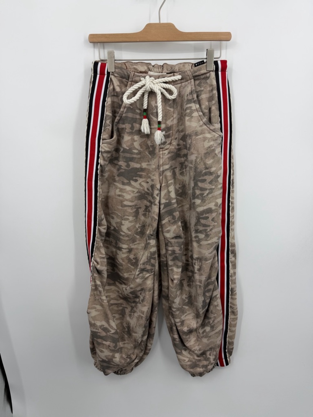 Copper and cloth X POL Brown Camouflage Track pants sweatpants Red Stripe sz XS - Picture 2 of 11